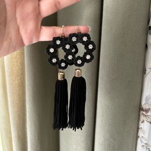 Black and silver studded earrings